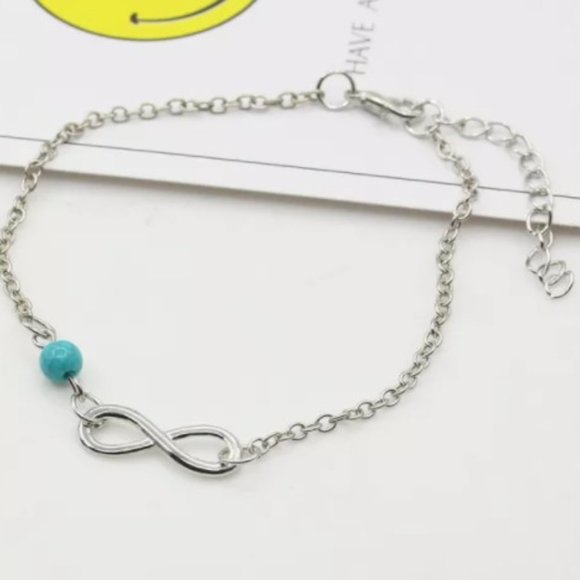 Infinity Symbol Silver tone Ankle Bracelet - Picture 3 of 5